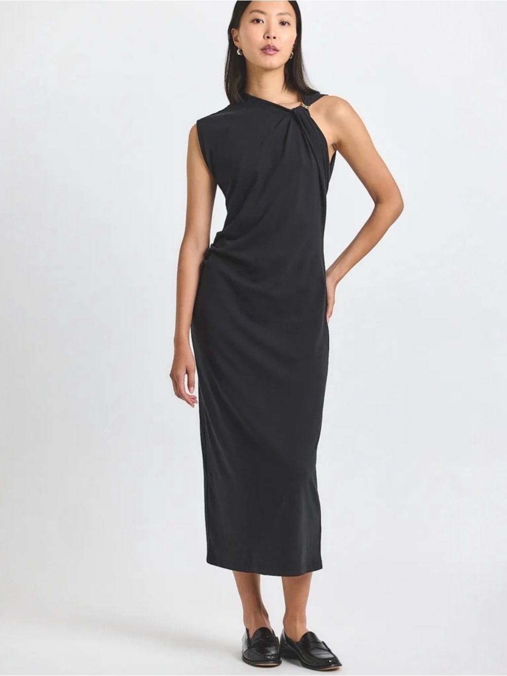 Derek Lam 10 Crosby Women’s Evelise Metal Embellished Cotton Black Midi Dress